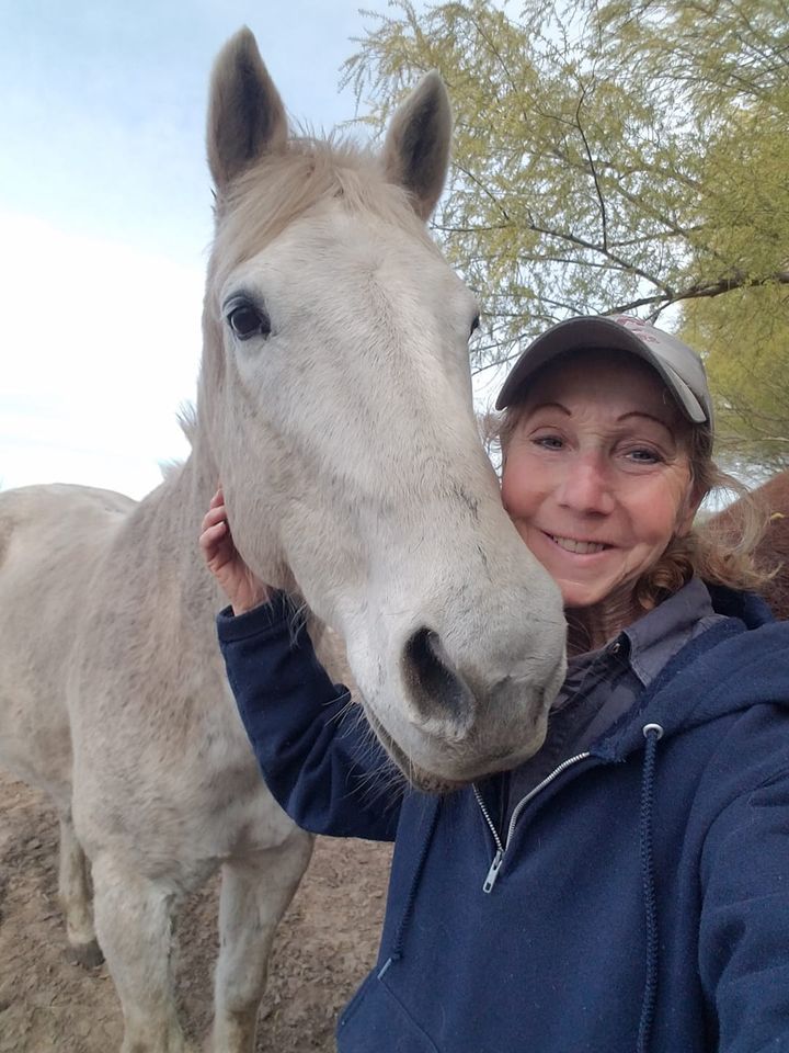 joyce with white horse